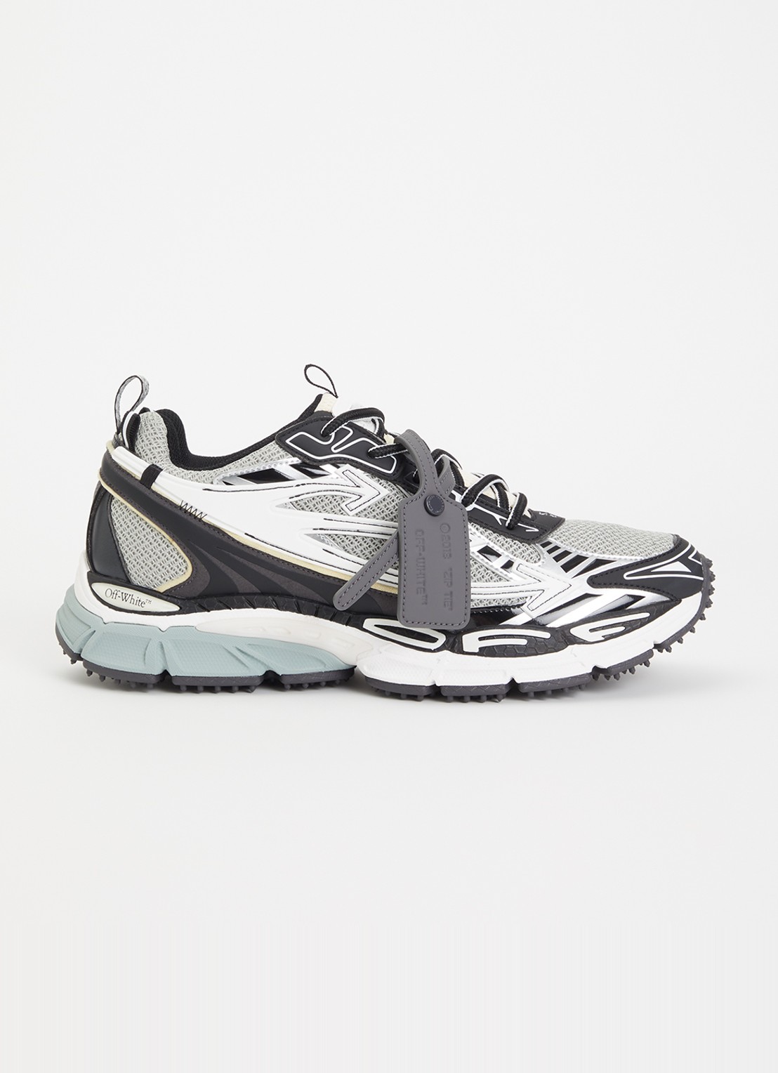 Off-White Ow Be right Back sneaker met mesh en metallic details - voorkant blauwgrijs