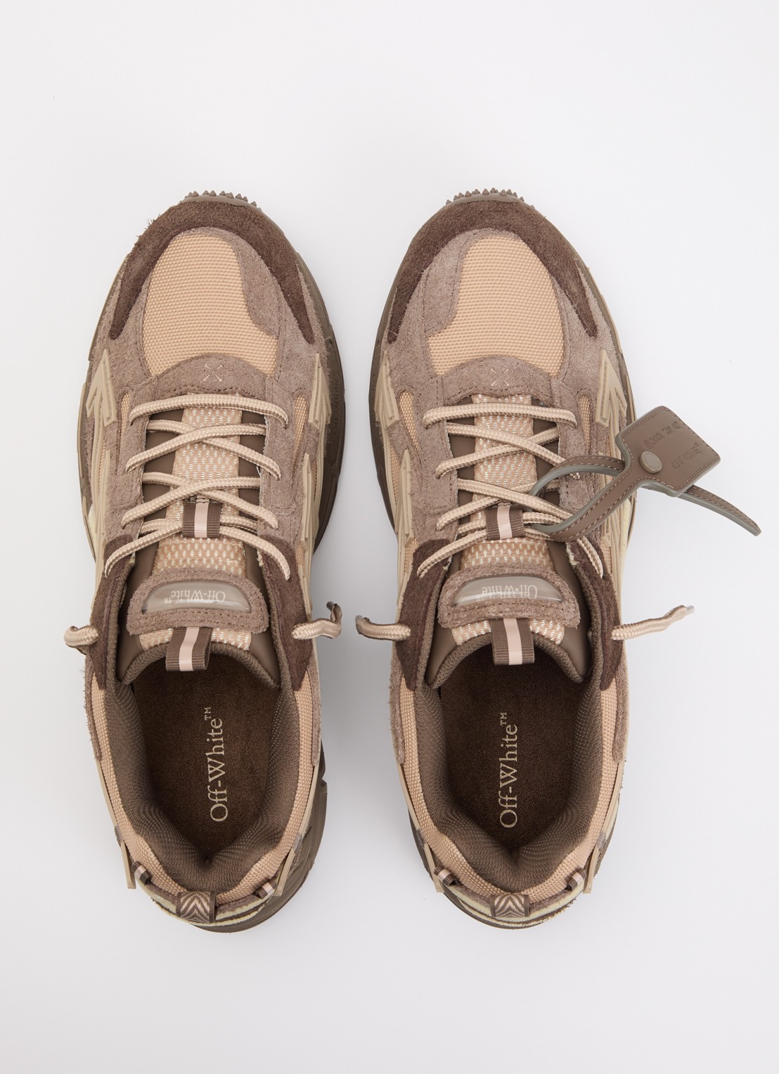 Off-White Ow Be Right Back sneaker van suède - detail 4 bruin