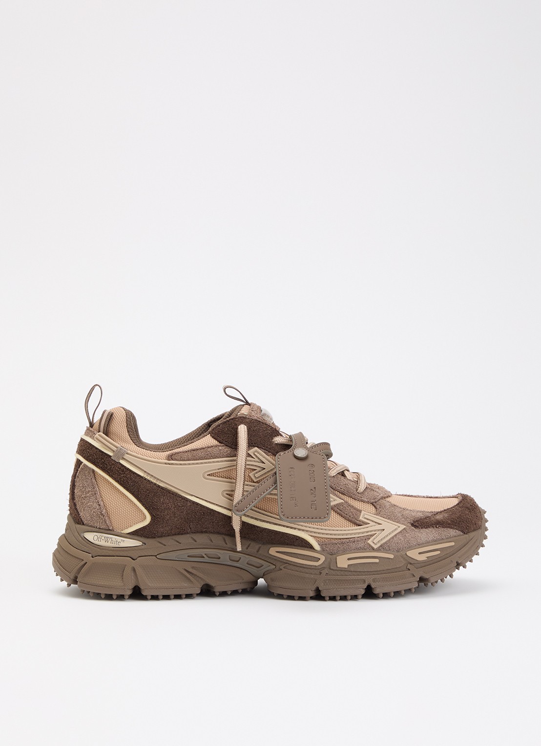 Off-White Ow Be Right Back sneaker van suède - voorkant bruin