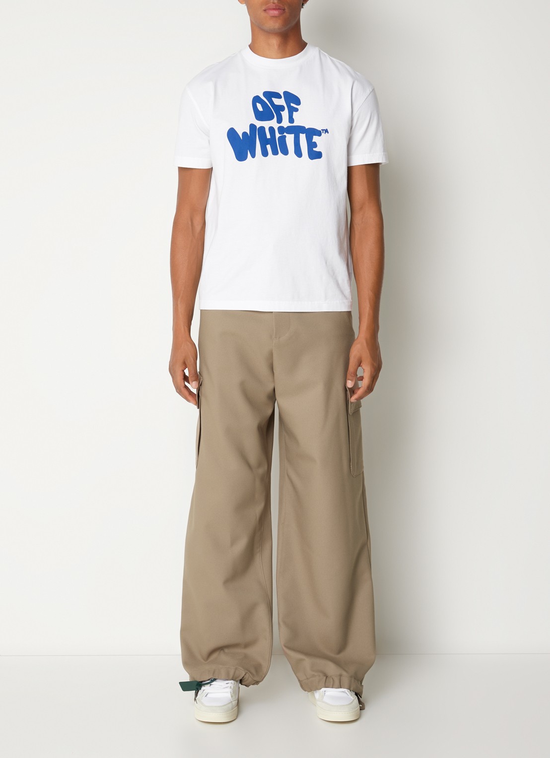 Off-White Ow Emb Drill wide fit cargobroek met klepzakken - voorkant 3 beige