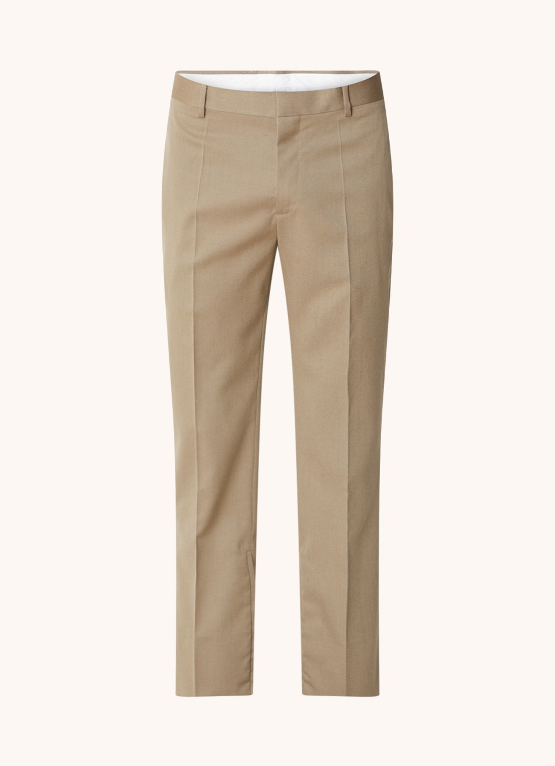 Off-White Ow straight fit pantalon van wol met ritsdetail - voorkant donkerbeige