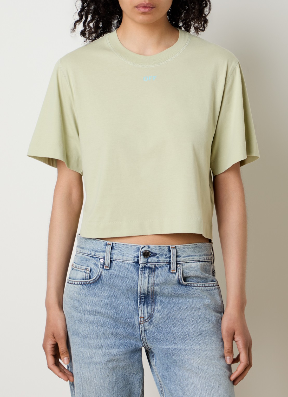 Off-White Pixel Arrow cropped T-shirt met logo - achterkant 3 lindegroen