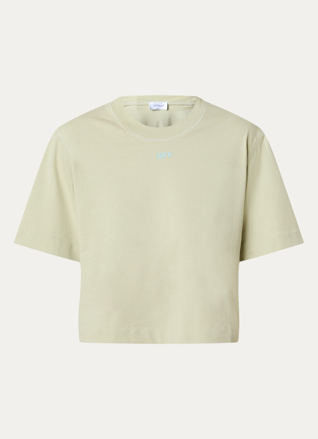 Off-White Pixel Arrow cropped T-shirt met logo - voorkant 4 lindegroen