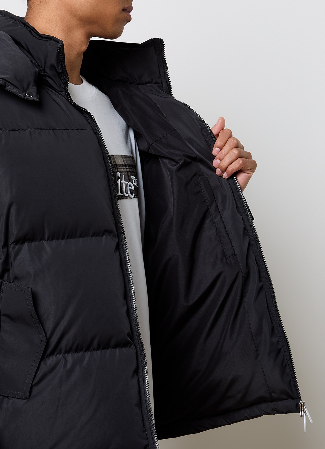 Off-White Puffer jack met donsvulling en afneembare capuchon - detail 3 zwart