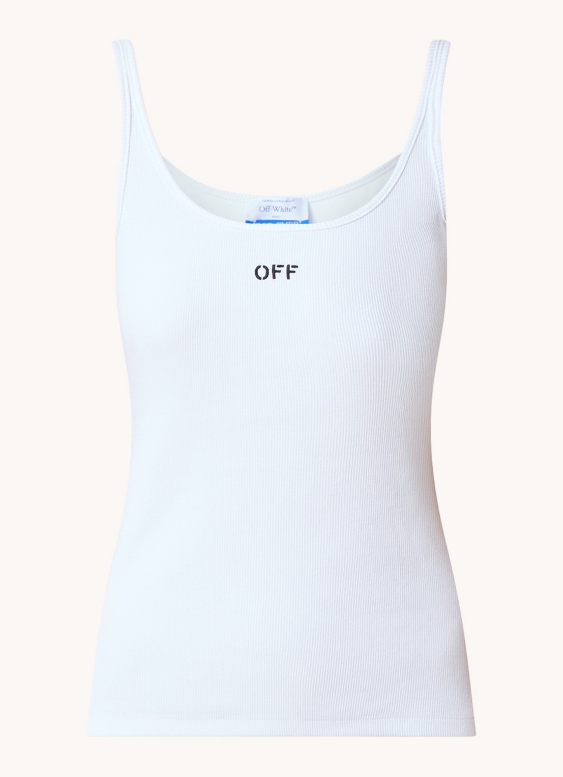 Off-White Ribgebreide tanktop met logoborduring - voorkant 2 wit