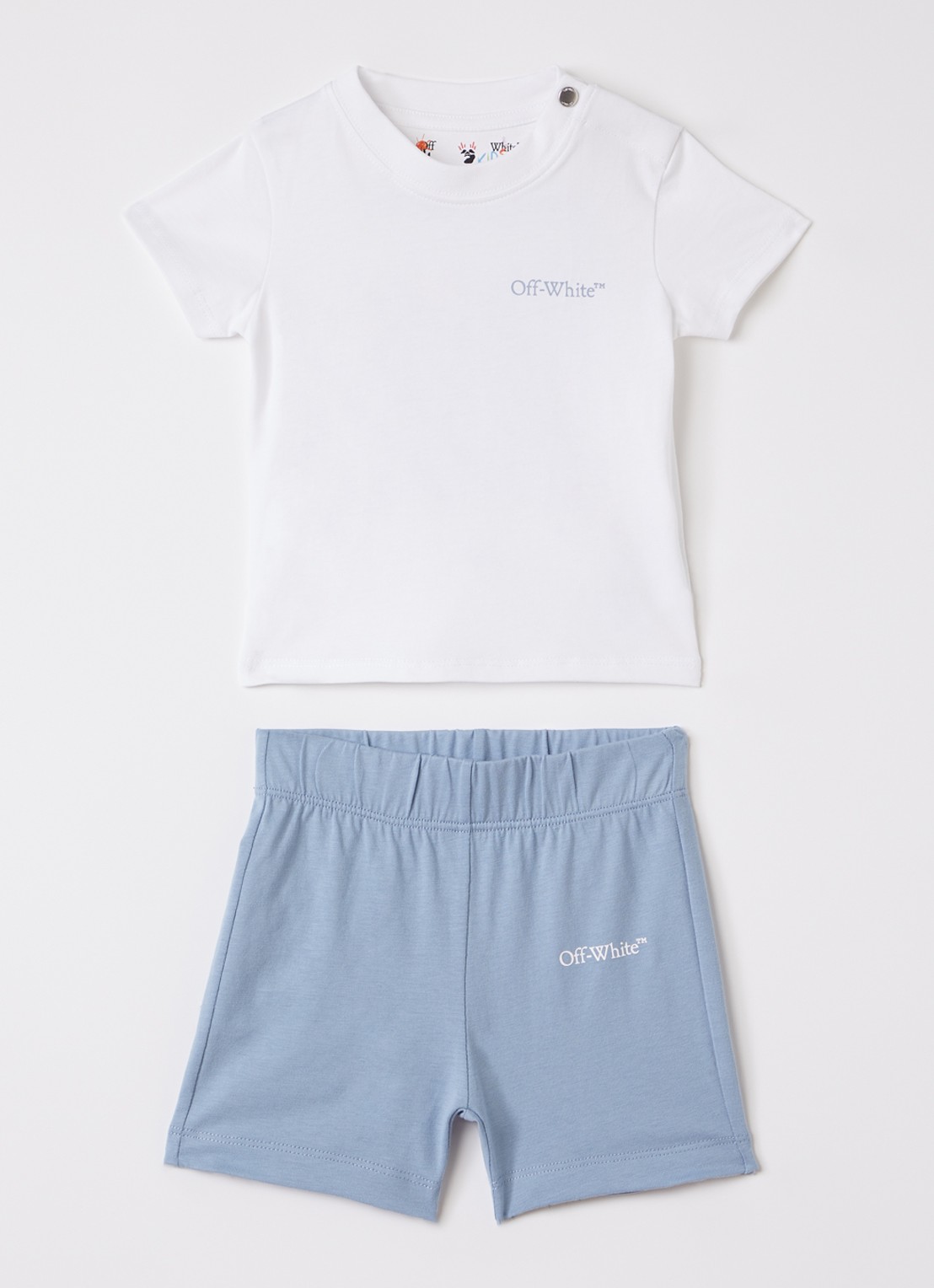 Off-White Scribble set van T-shirt met korte broek - voorkant wit