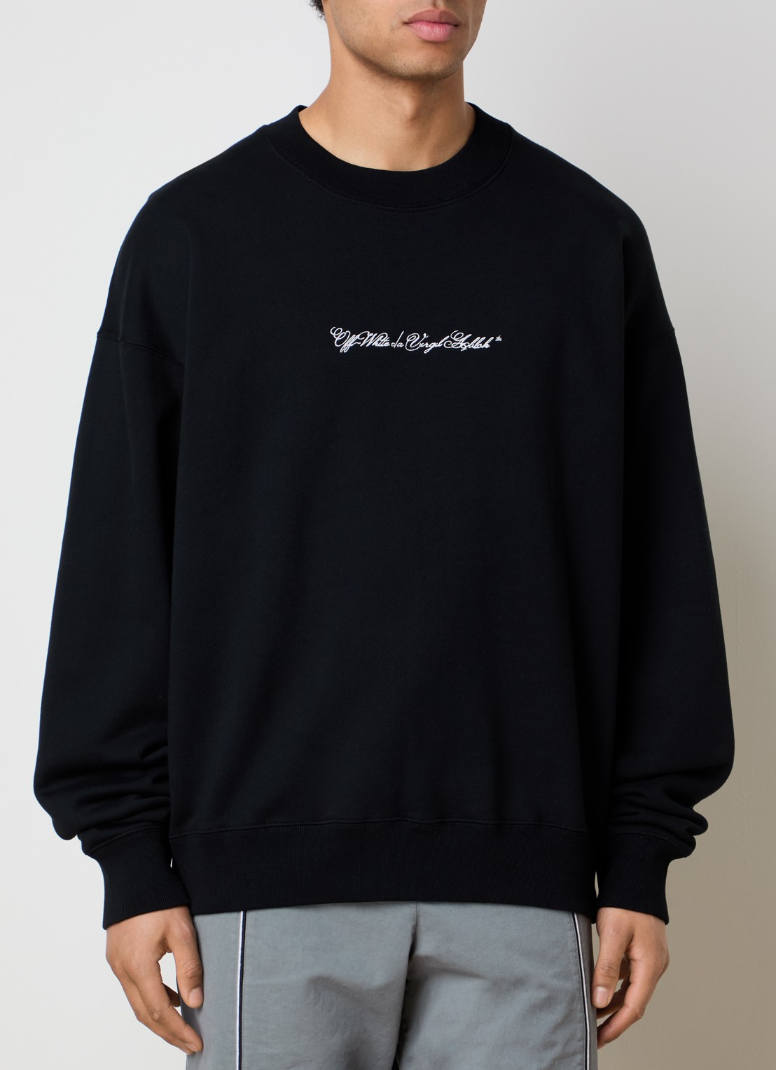 Off-White Script Arrow sweater met logoborduring - achterkant zwart