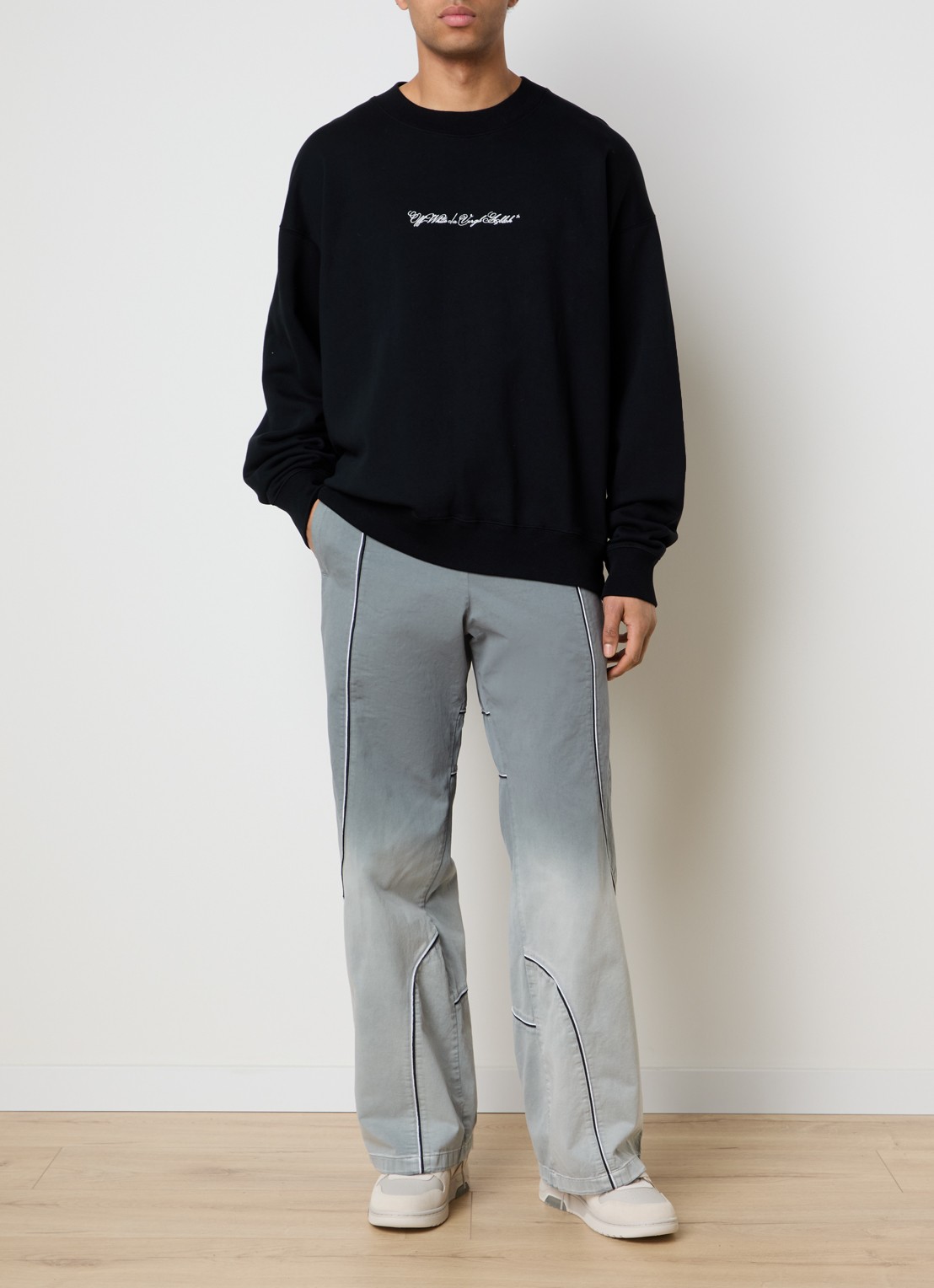 Off-White Script Arrow sweater met logoborduring - voorkant 5 zwart