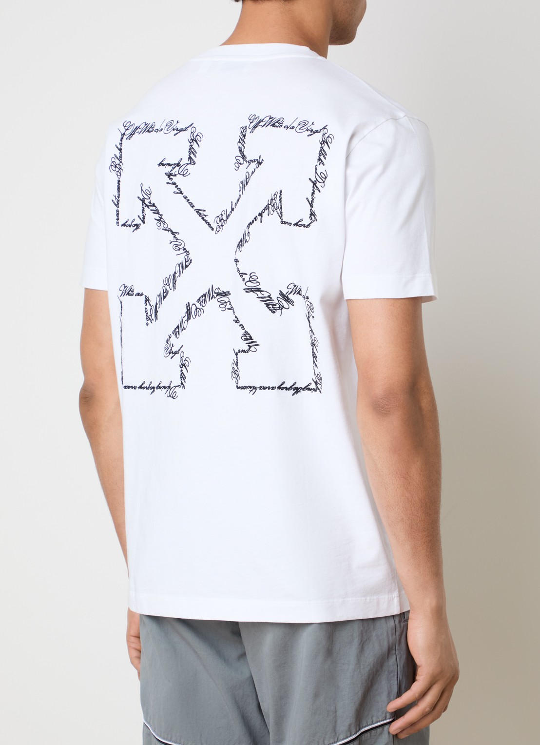 Off-White Script Arrow T-shirt met logoborduring - detail 3 wit