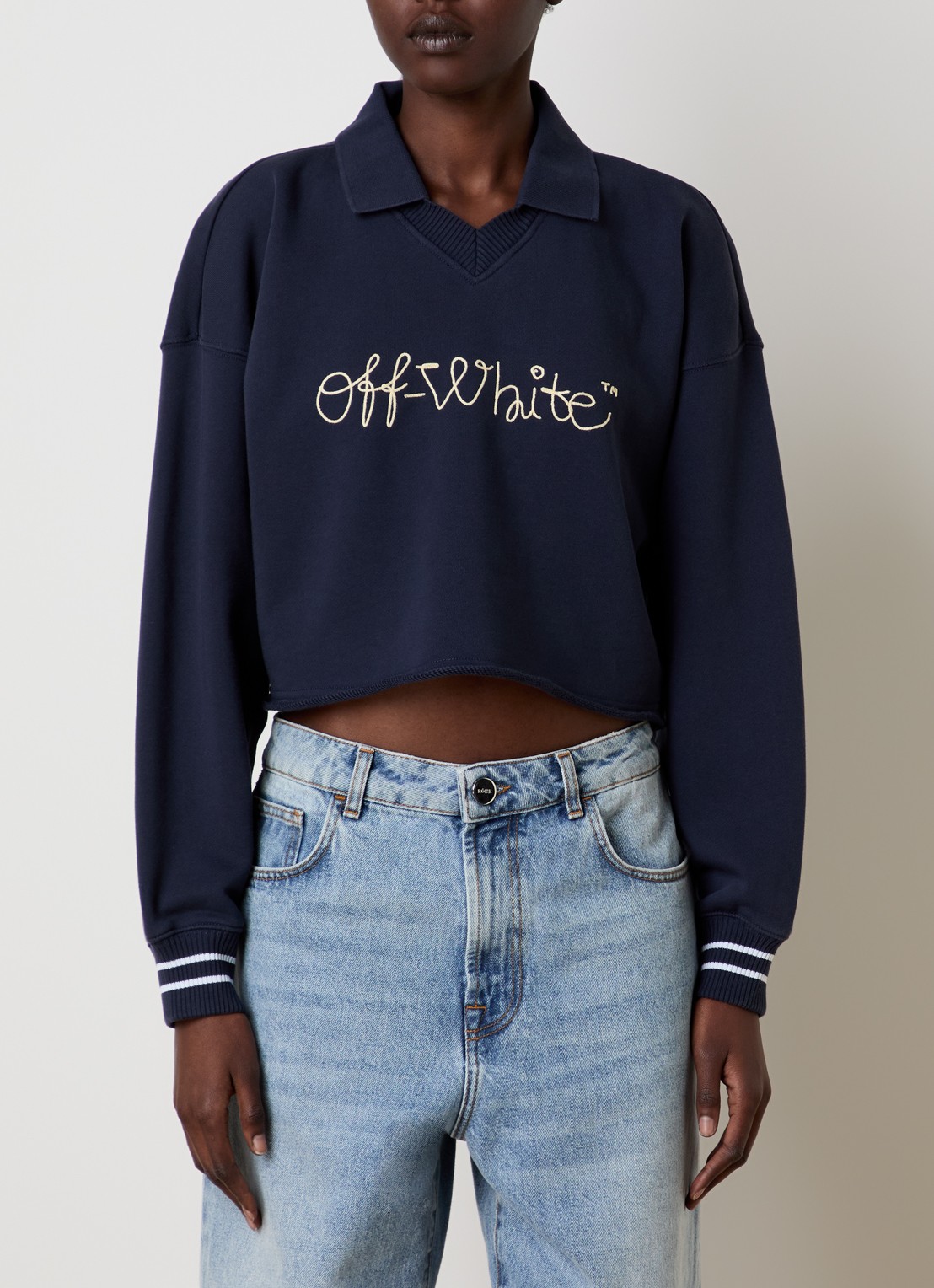 Off-White Script polo met logo - detail 2 donkerblauw