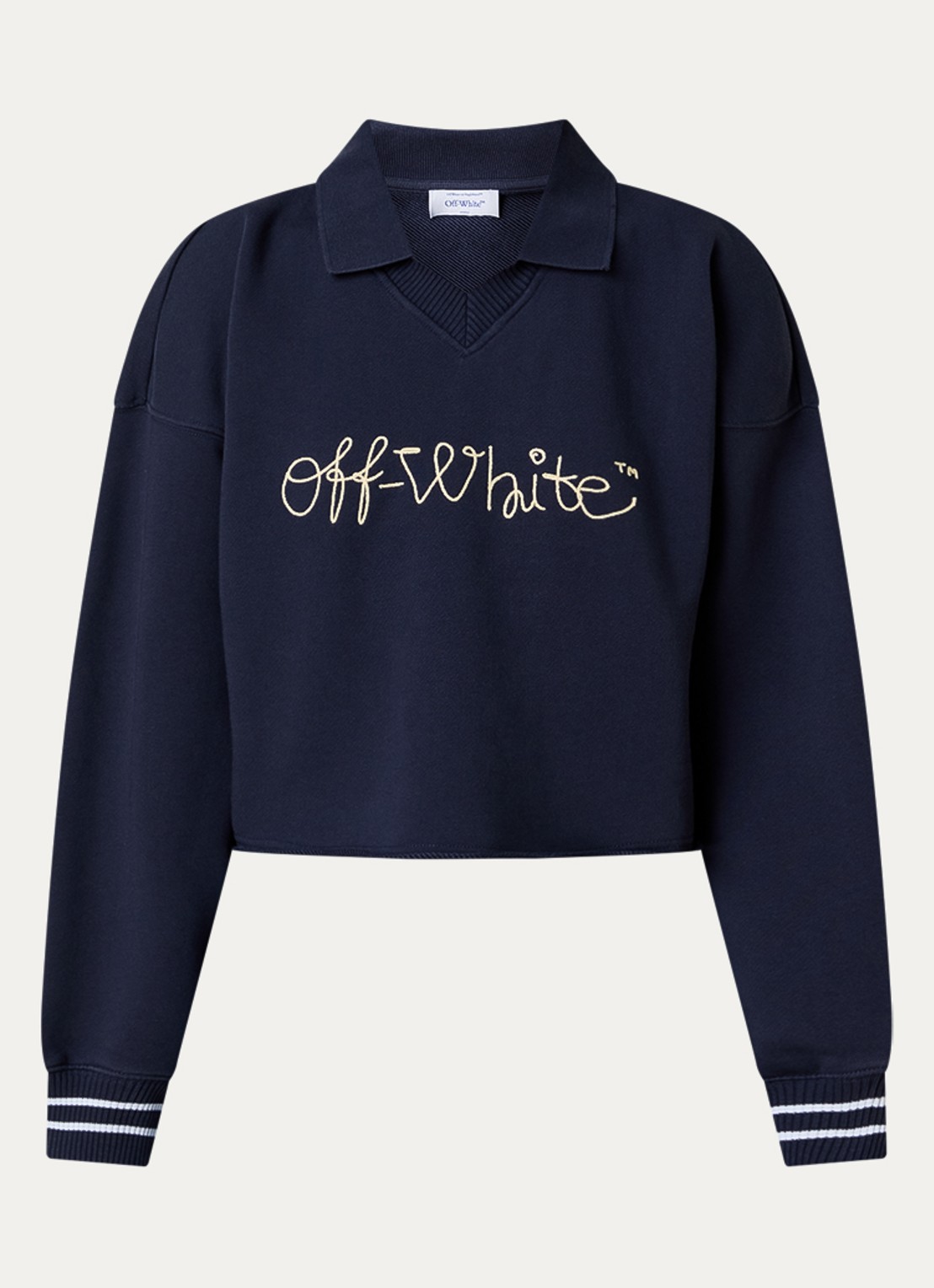 Off-White Script polo met logo - voorkant 4 donkerblauw