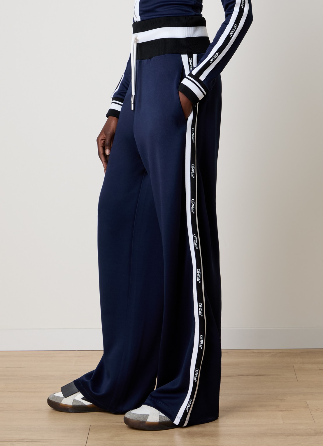 Off-White Serena high waist loose fit joggingbroek met logo - detail 3 donkerblauw