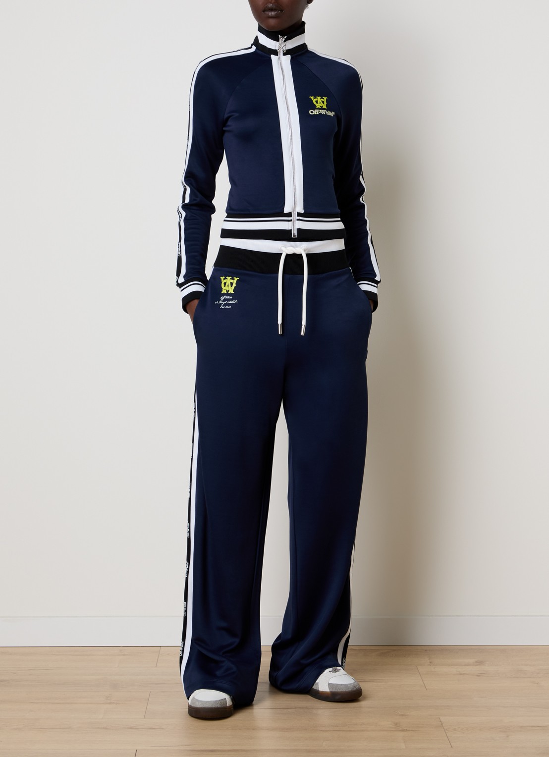 Off-White Serena high waist loose fit joggingbroek met logo - voorkant 6 donkerblauw
