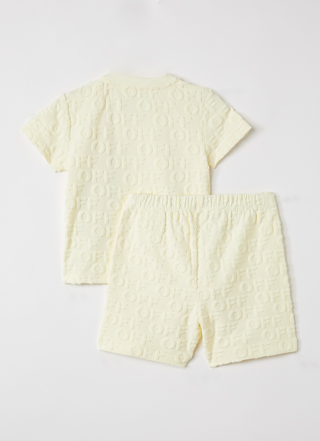 Off-White Set van T-shirt met korte broek 2-delig - voorkant 2 lichtgeel