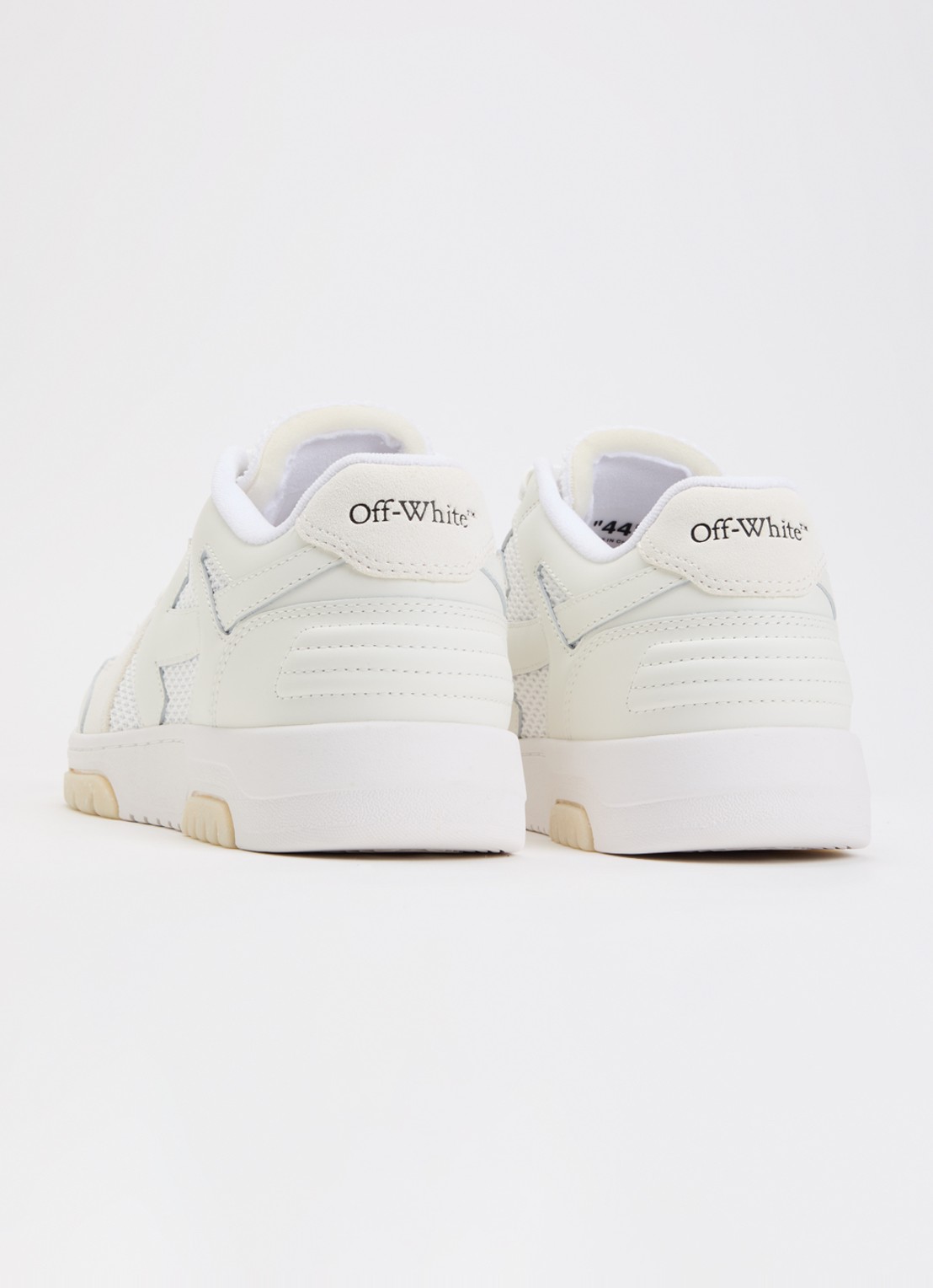 Off-White Slim Out Of Office sneaker met details van leer en suède - achterkant gebroken wit