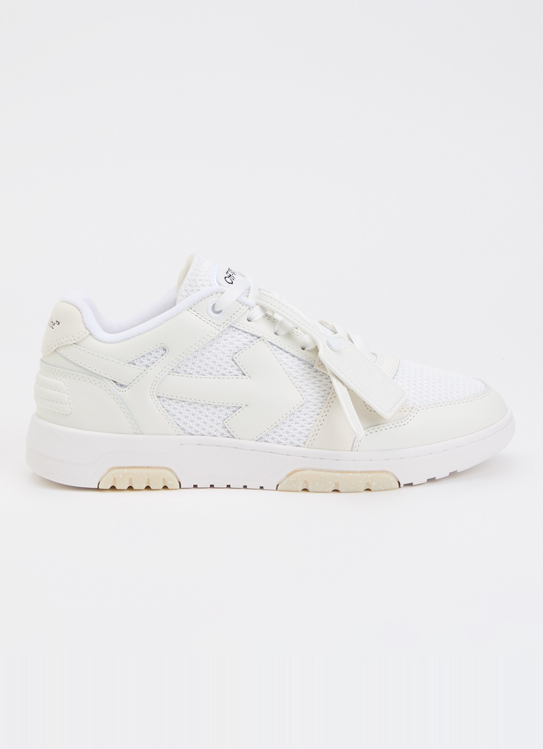 Off-White Slim Out Of Office sneaker met details van leer en suède - voorkant 6 gebroken wit
