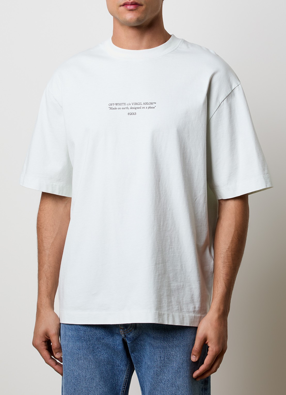 Off-White Statement T-shirt met logoprint - detail mint
