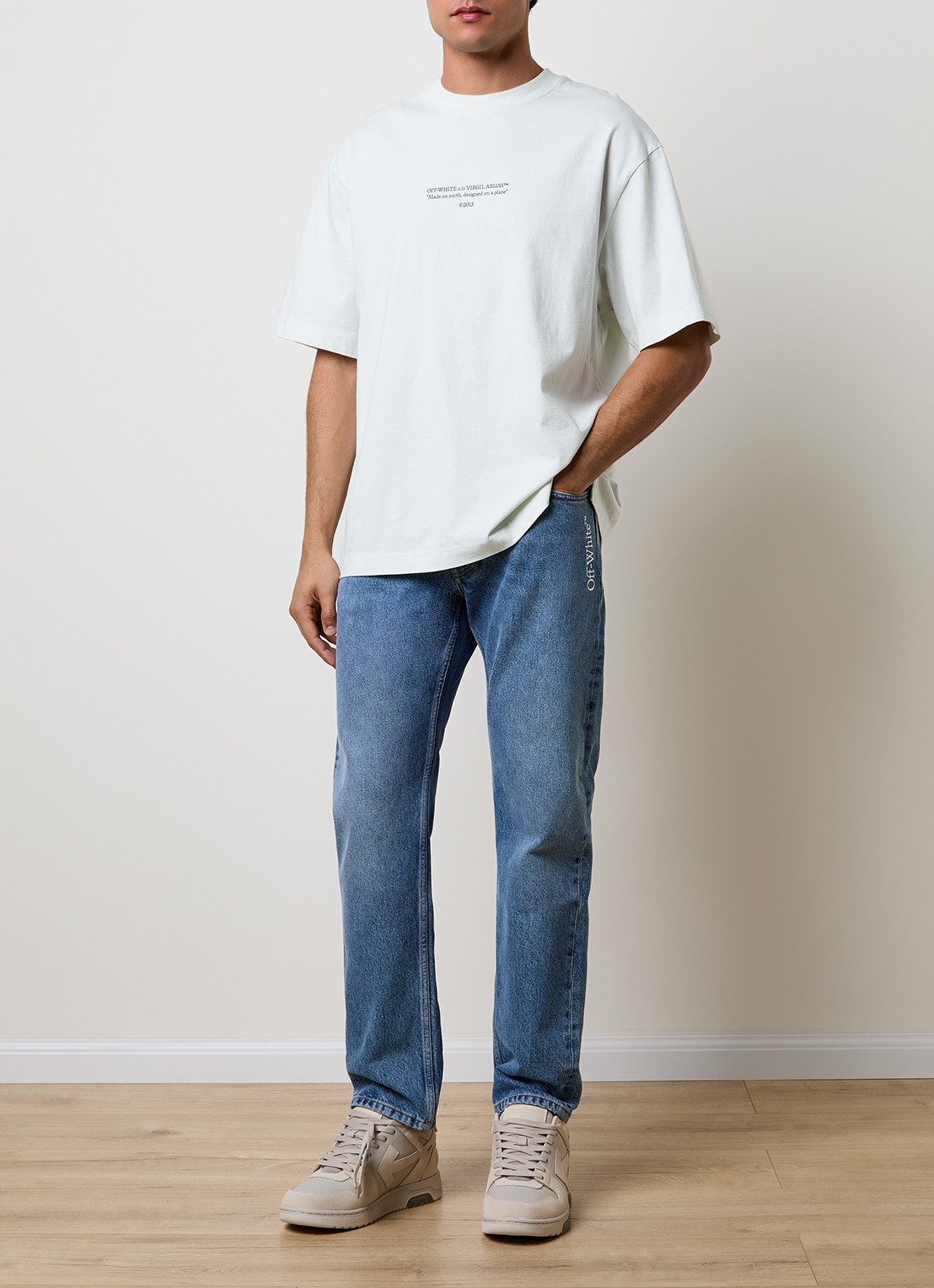 Off-White Statement T-shirt met logoprint - voorkant 4 mint