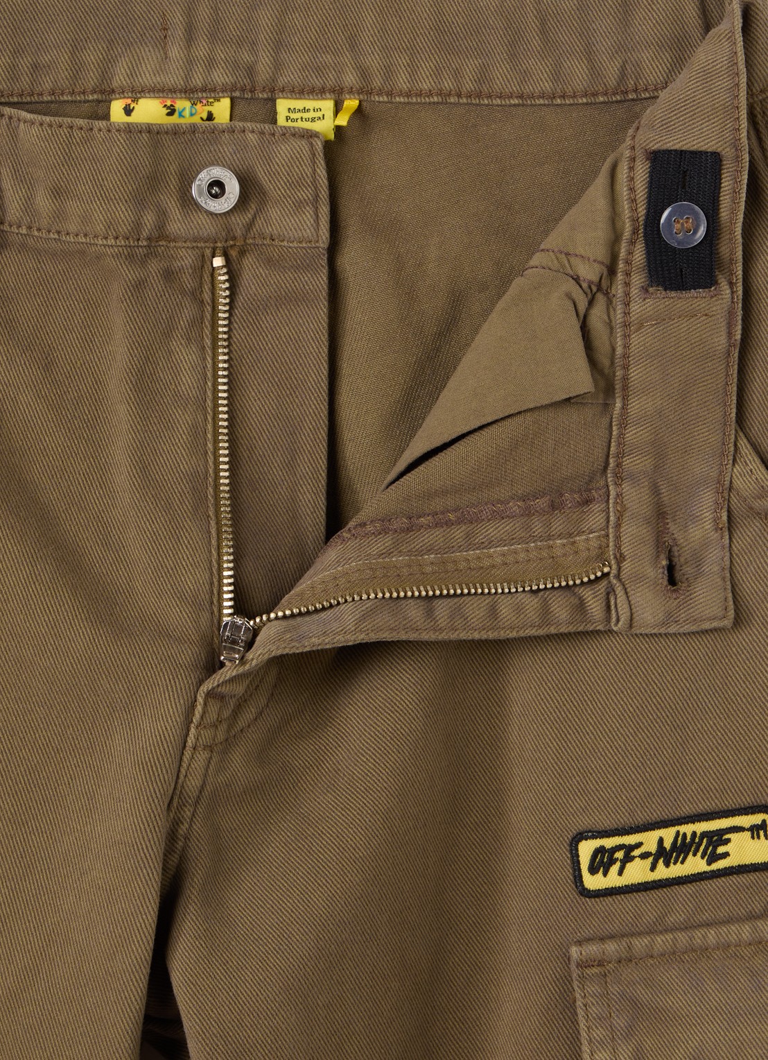 Off-White Straight fit cargobroek met print - detail 3 olijfgroen
