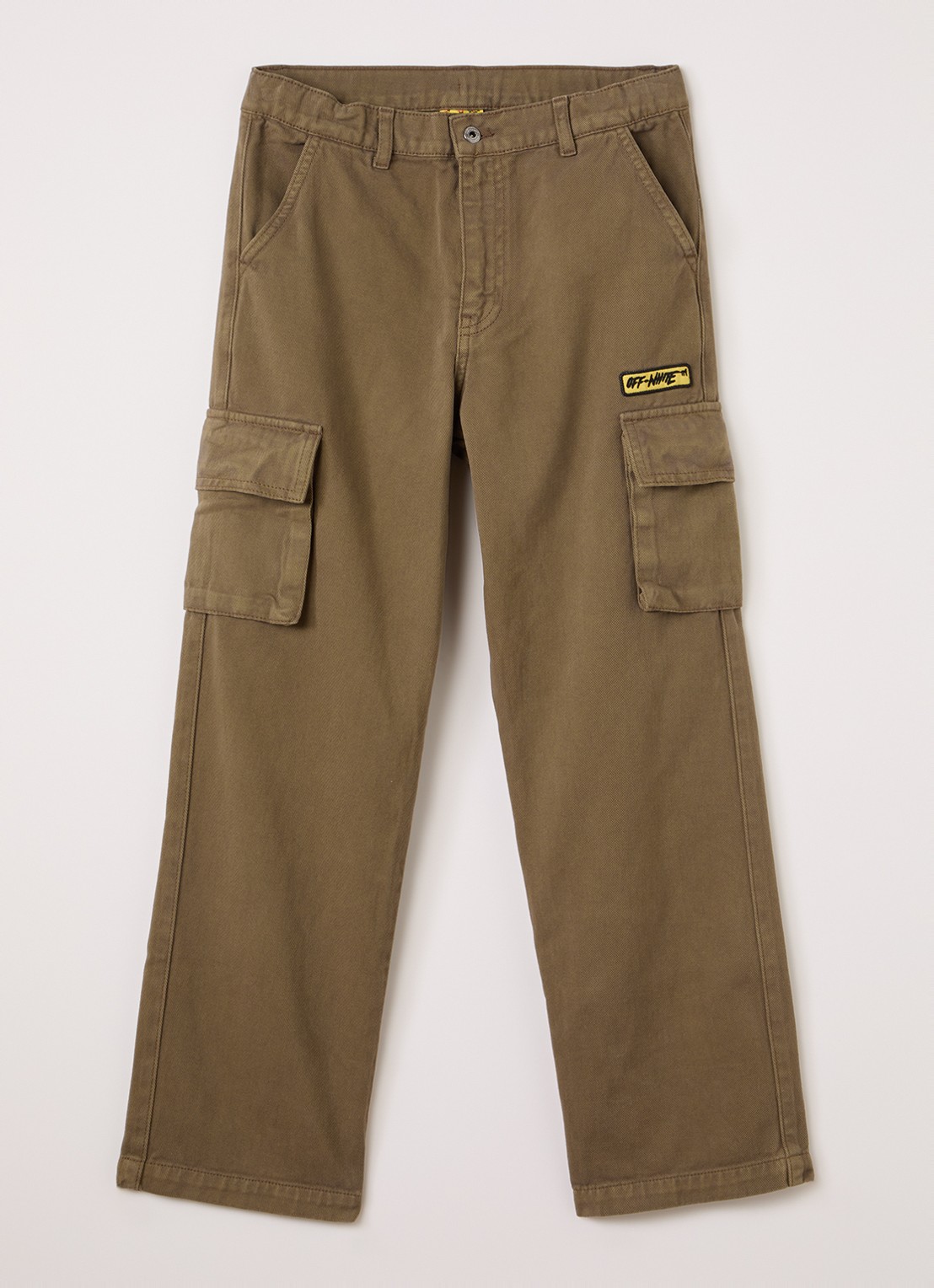 Off-White Straight fit cargobroek met print - voorkant olijfgroen