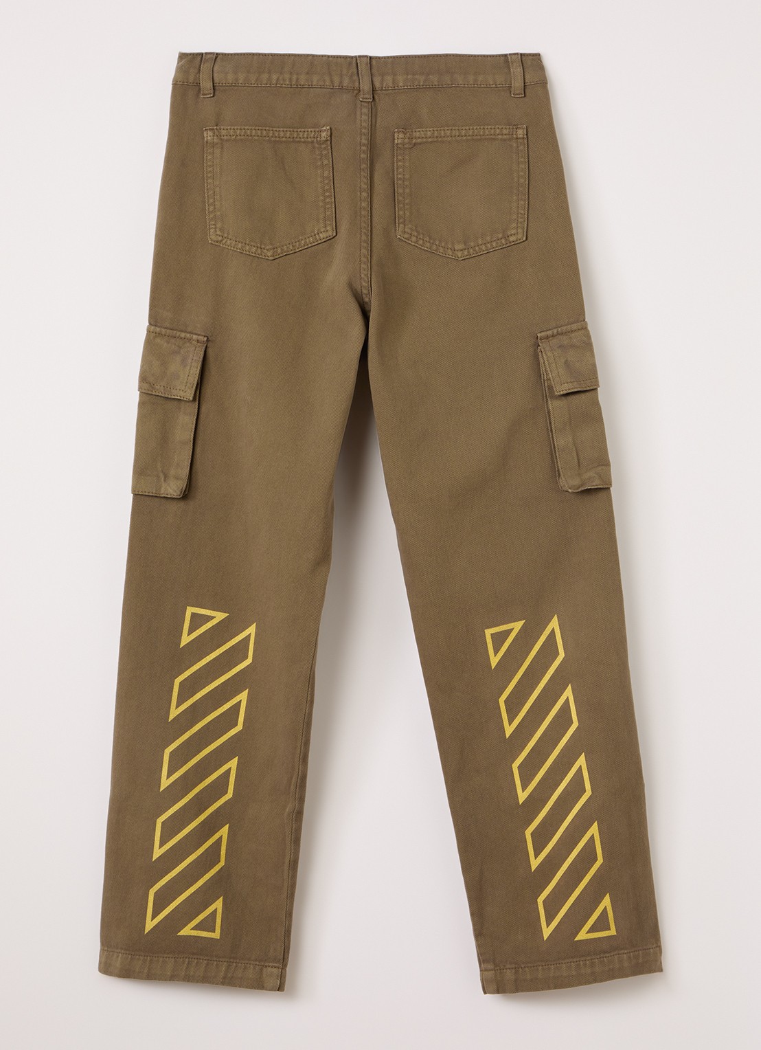 Off-White Straight fit cargobroek met print - voorkant 2 olijfgroen