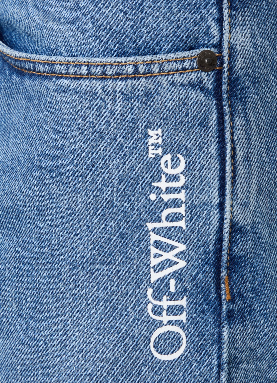 Off-White Straight leg jeans met medium wassing en logo - detail 6 indigo
