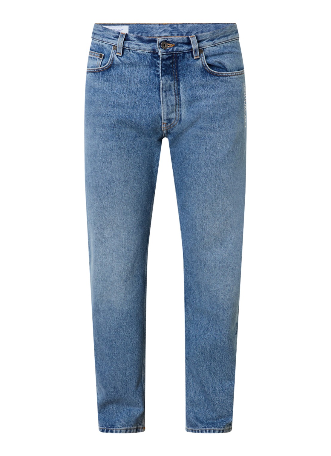 Off-White Straight leg jeans met medium wassing en logo - voorkant 2 indigo