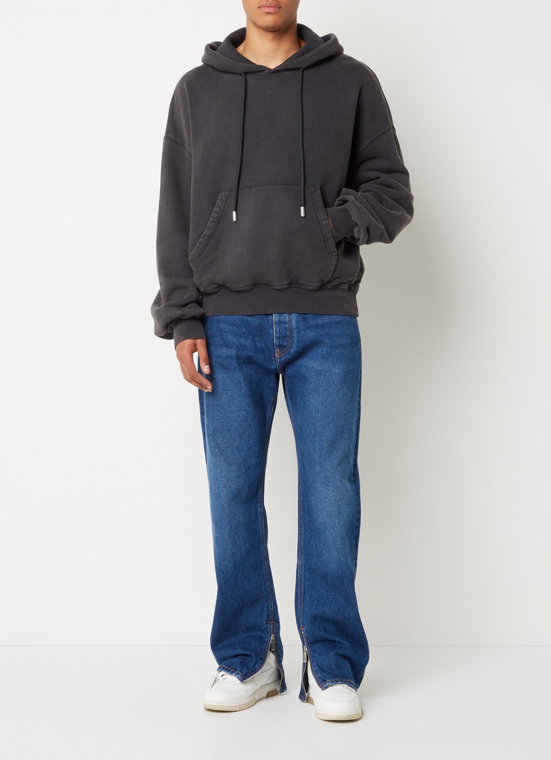 Off-White Super Moon hoodie met backprint  - voorkant 3 antraciet