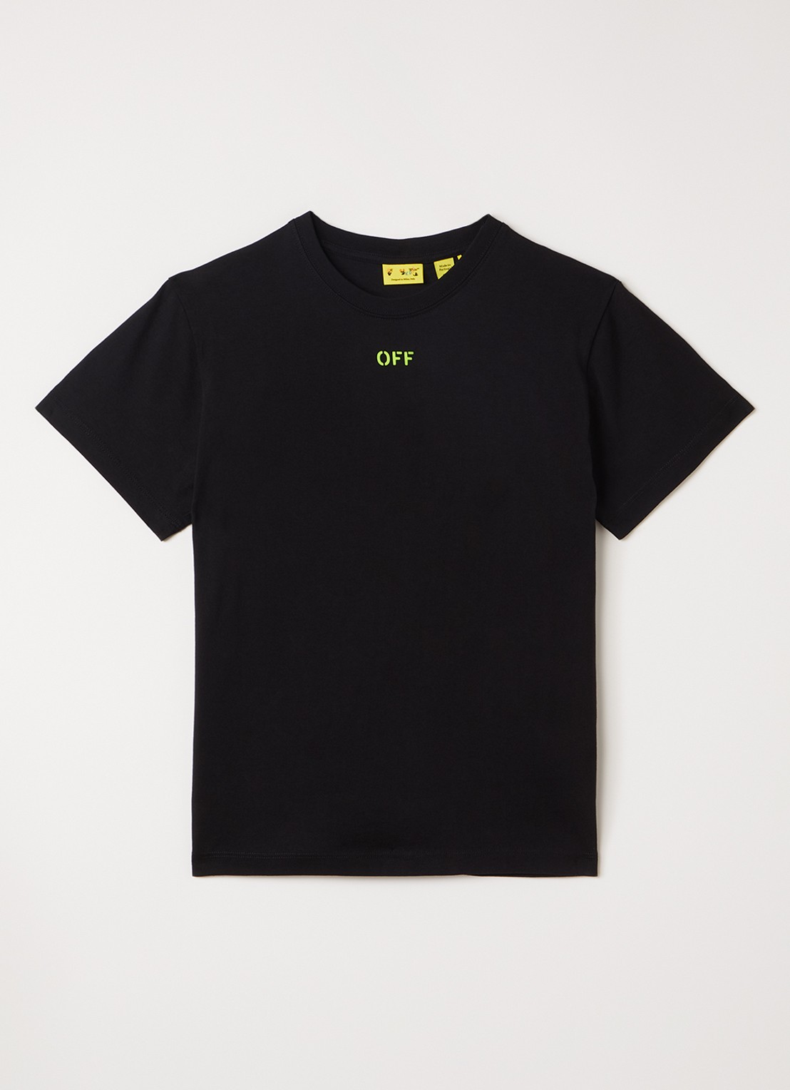 Off-White T-shirt met logo- en backprint - voorkant zwart