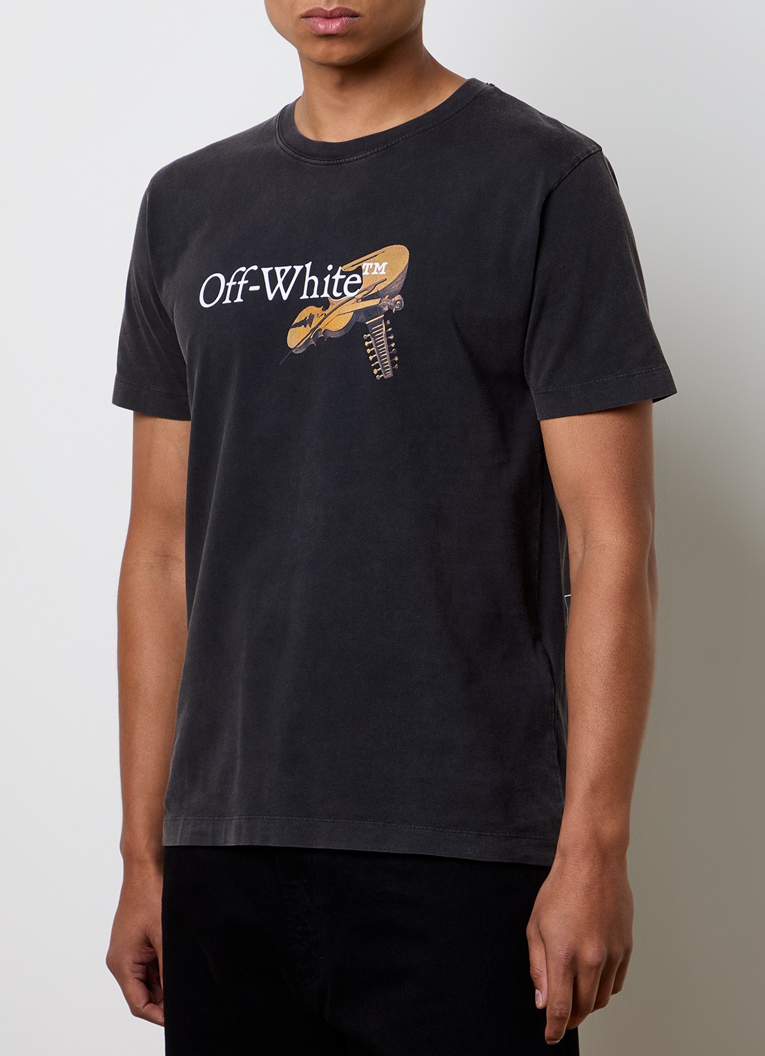 Off-White T-shirt met logo- en backprint - achterkant antraciet