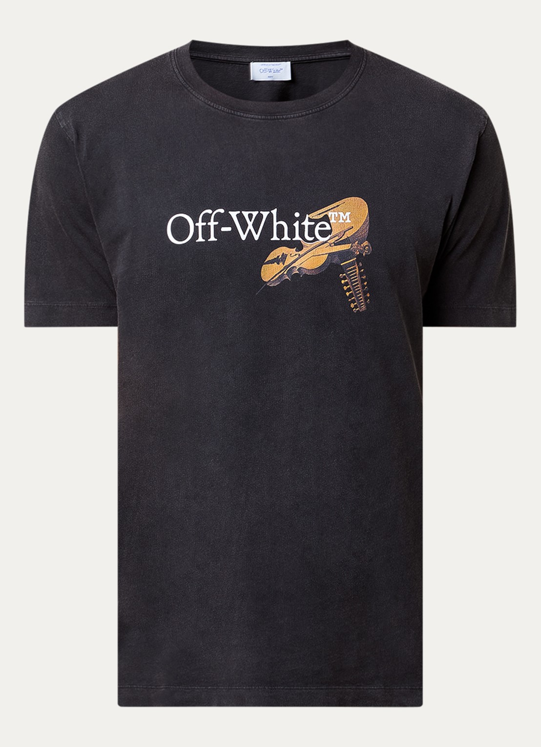 Off-White T-shirt met logo- en backprint - voorkant 2 antraciet