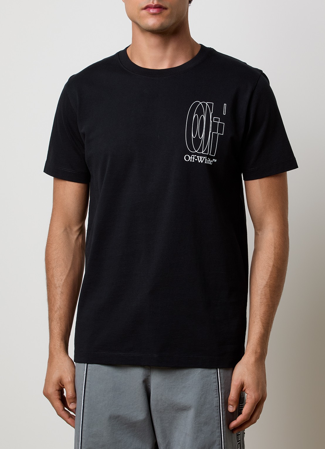 Off-White T-shirt met logo- en backprint - achterkant zwart