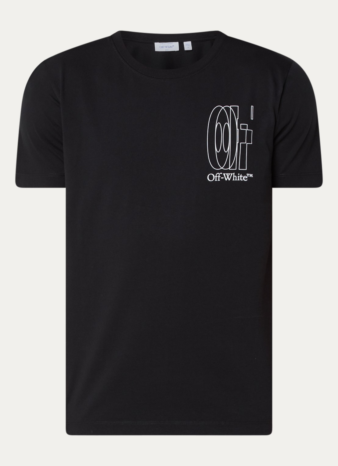 Off-White T-shirt met logo- en backprint - voorkant 2 zwart