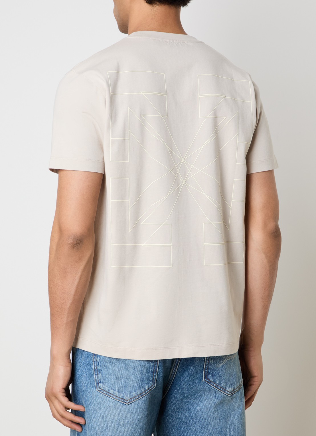 Off-White T-shirt met logo- en backprint - detail 3 beige