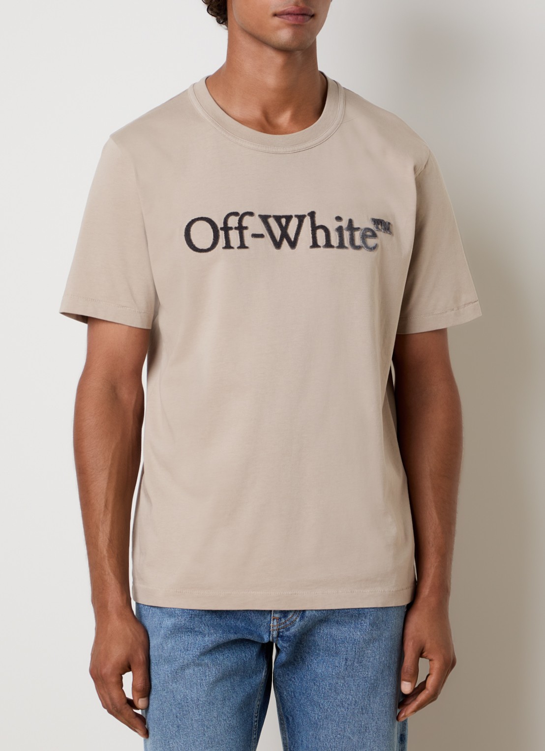 Off-White T-shirt met logoprint - detail 2 donkerbeige