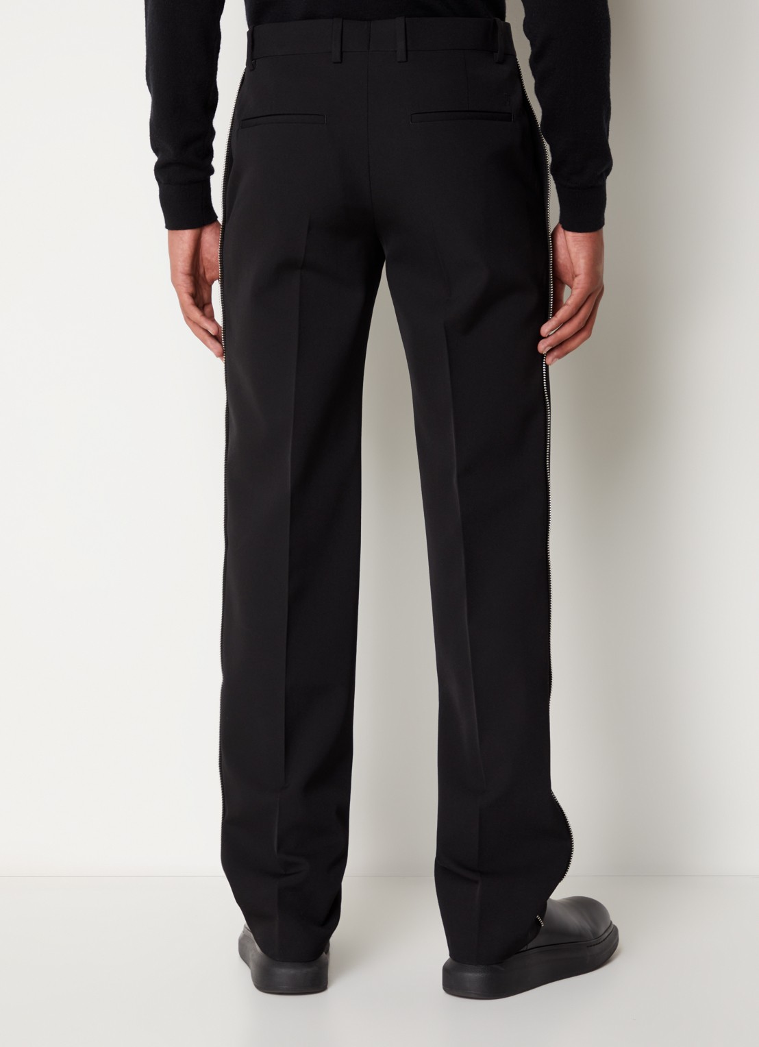 Off-White Tapered fit pantalon van wol met ritsdetail - achterkant 4 zwart