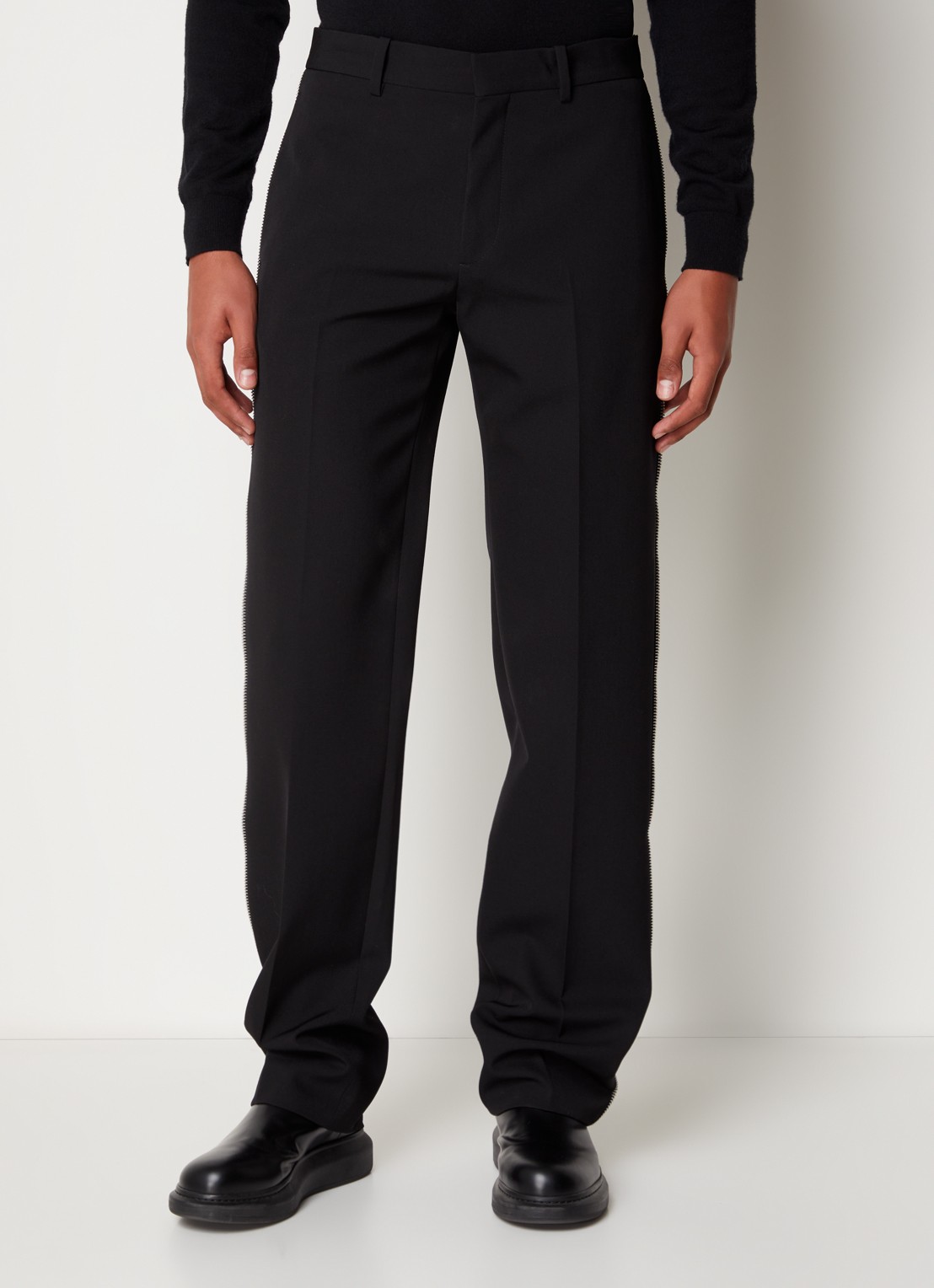 Off-White Tapered fit pantalon van wol met ritsdetail - detail zwart