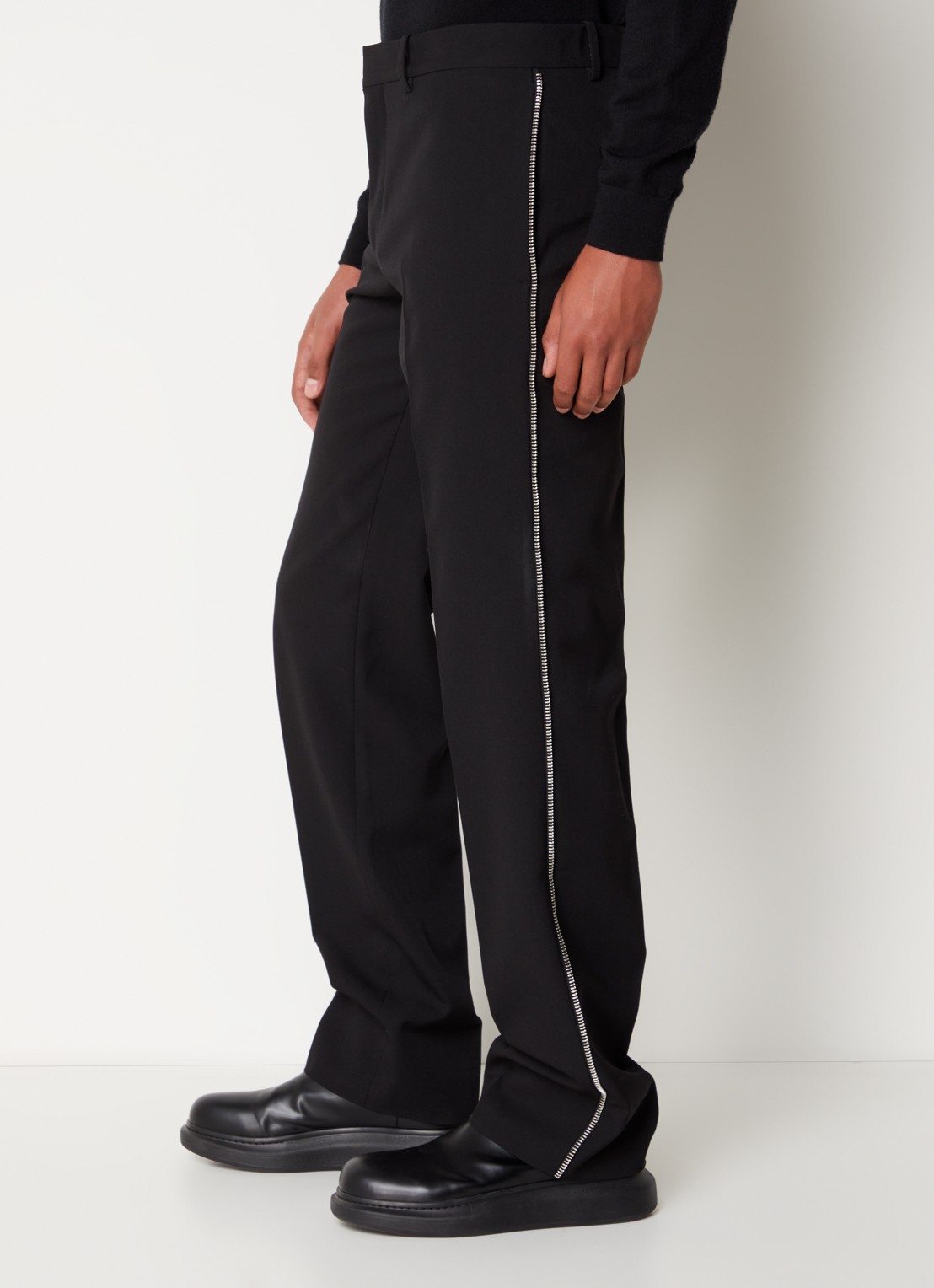 Off-White Tapered fit pantalon van wol met ritsdetail - detail 2 zwart