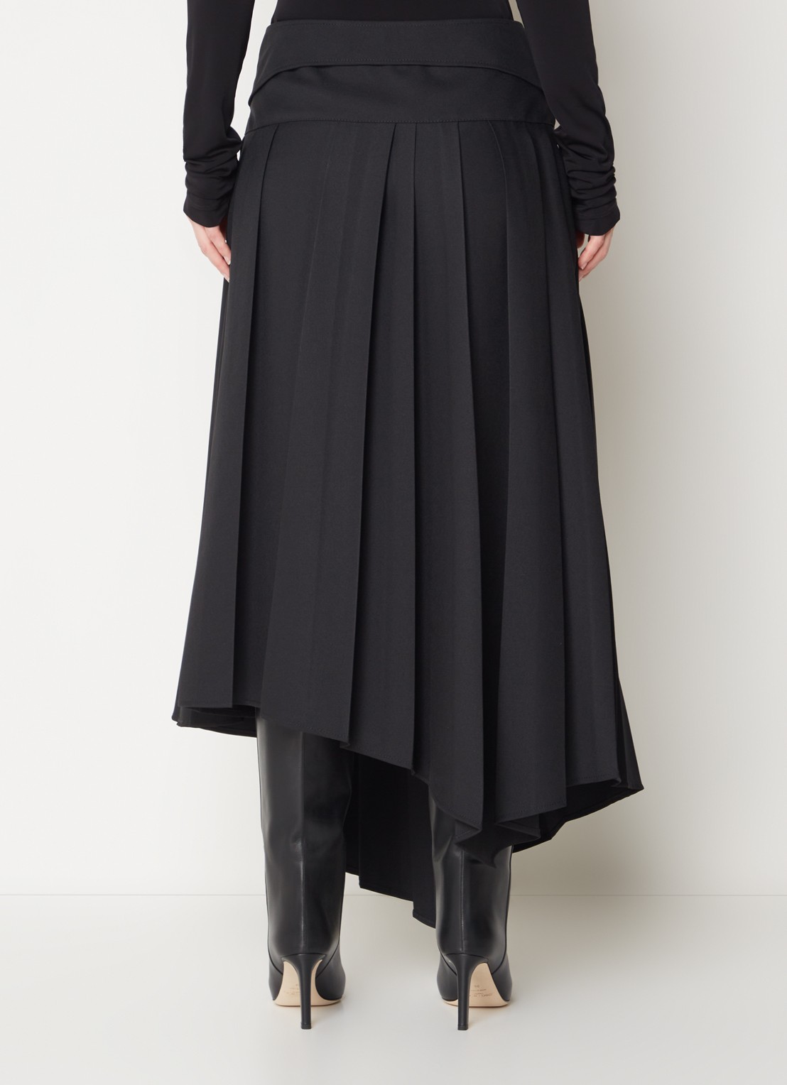 Off-White Tech Drill maxi rok met plissé en asymmetrische zoom - achterkant zwart