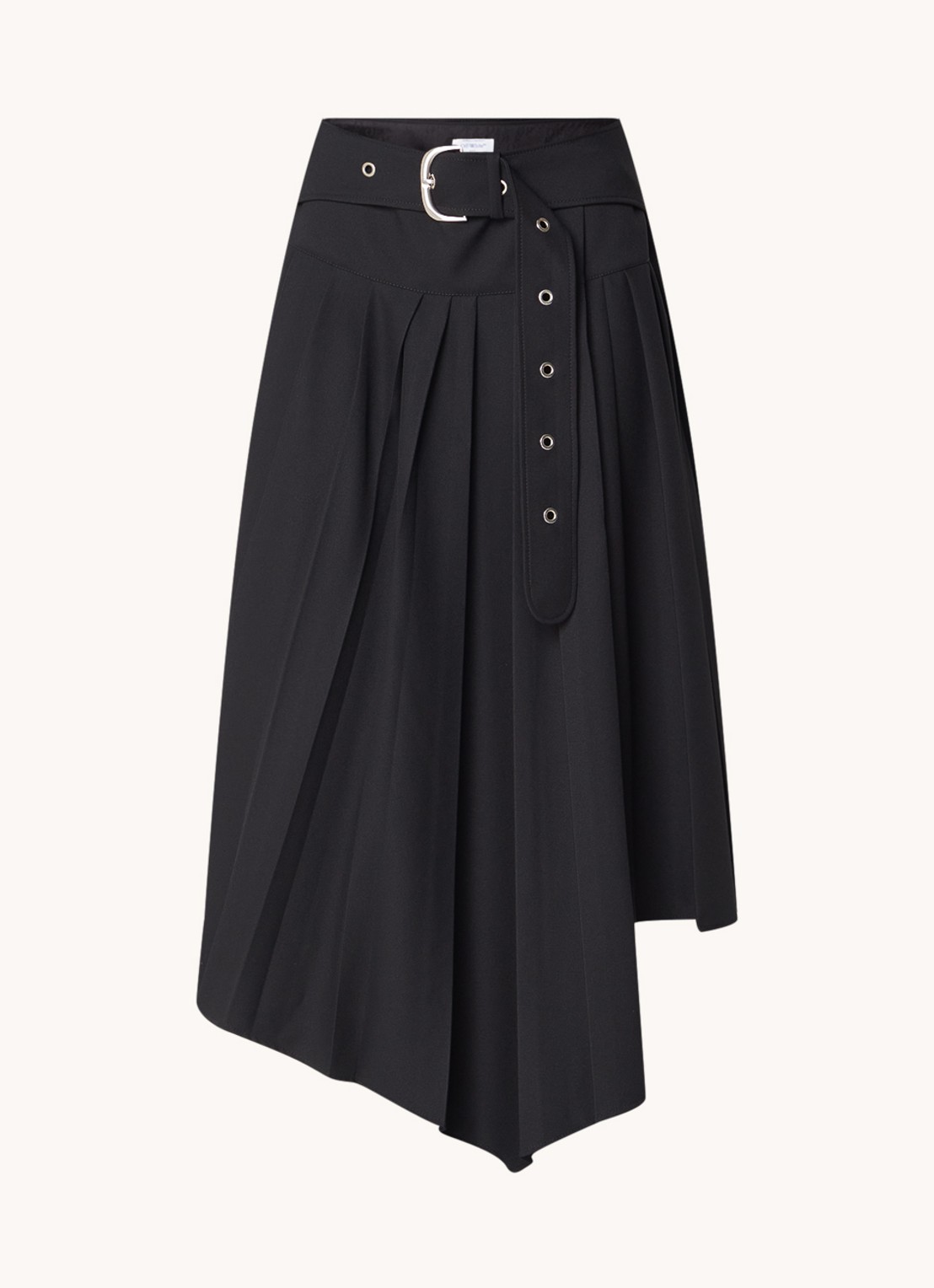 Off-White Tech Drill maxi rok met plissé en asymmetrische zoom - voorkant 4 zwart