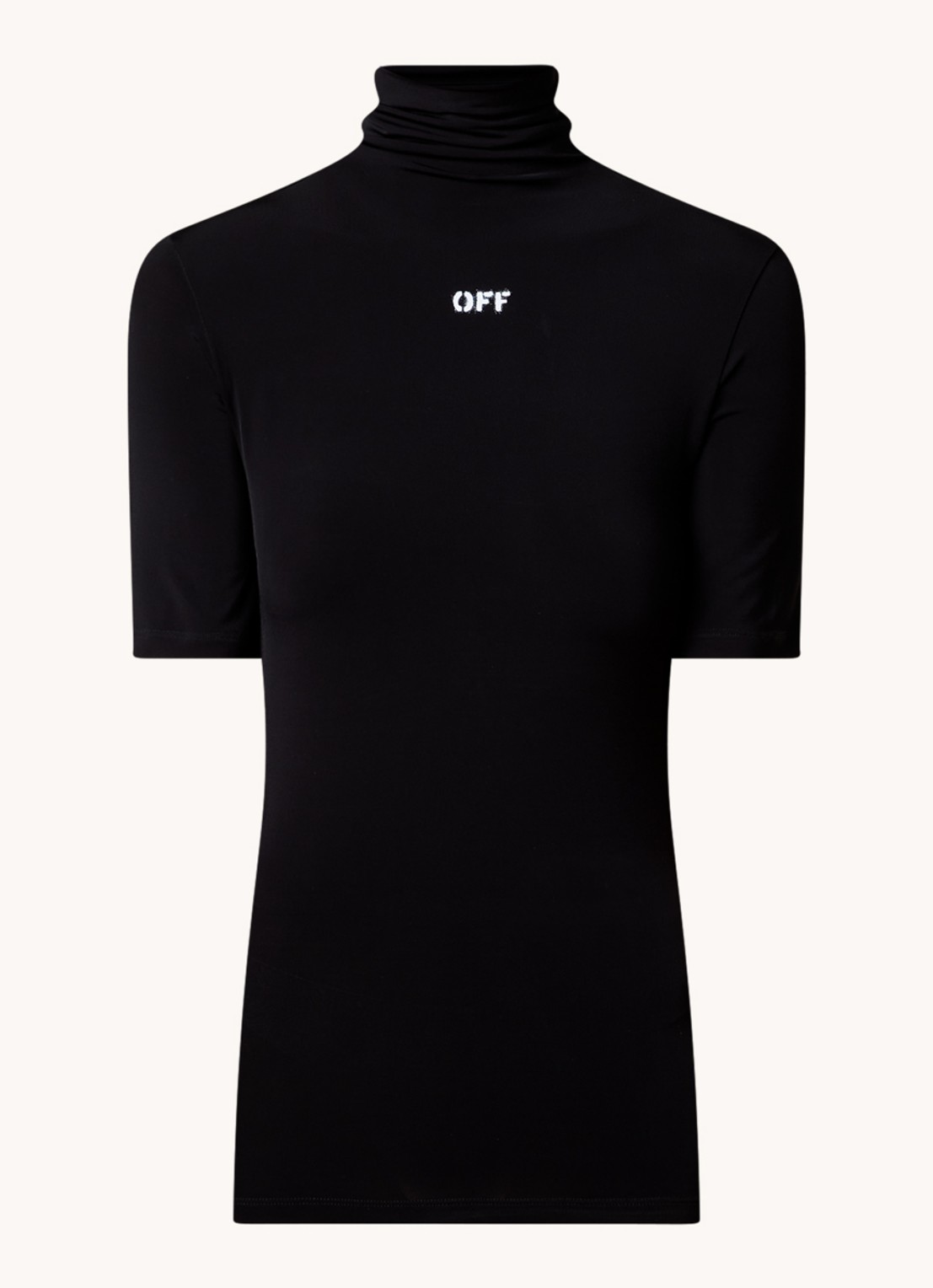 Off-White Top met col en logo - voorkant 4 diepzwart