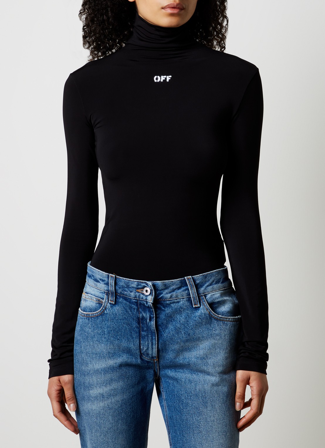Off-White Top met col en logo - detail 3 zwart