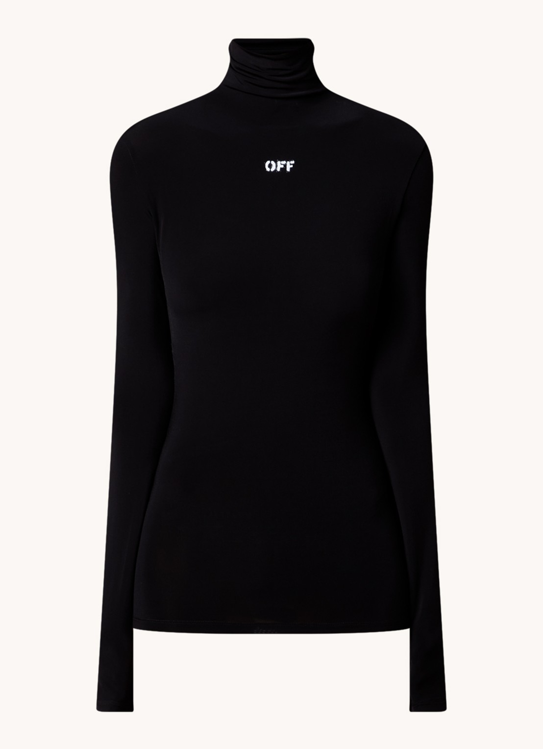 Off-White Top met col en logo - voorkant zwart
