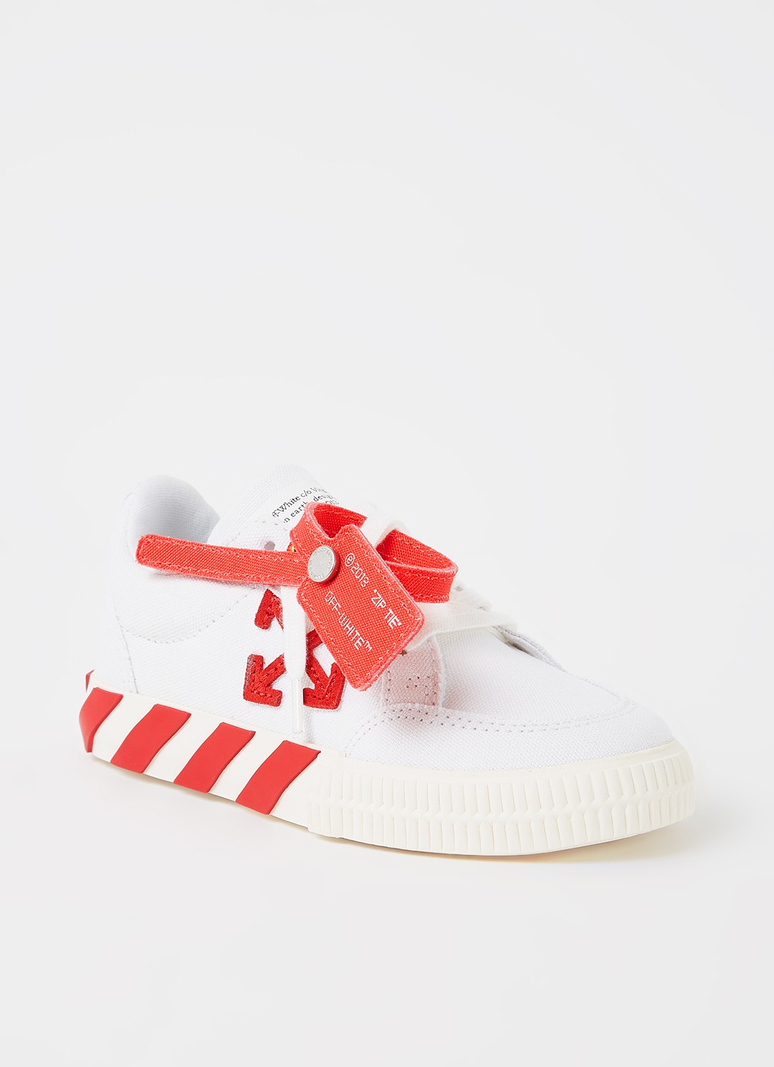 Off-White Vulcanized sneaker van canvas met suède detail - voorkant wit