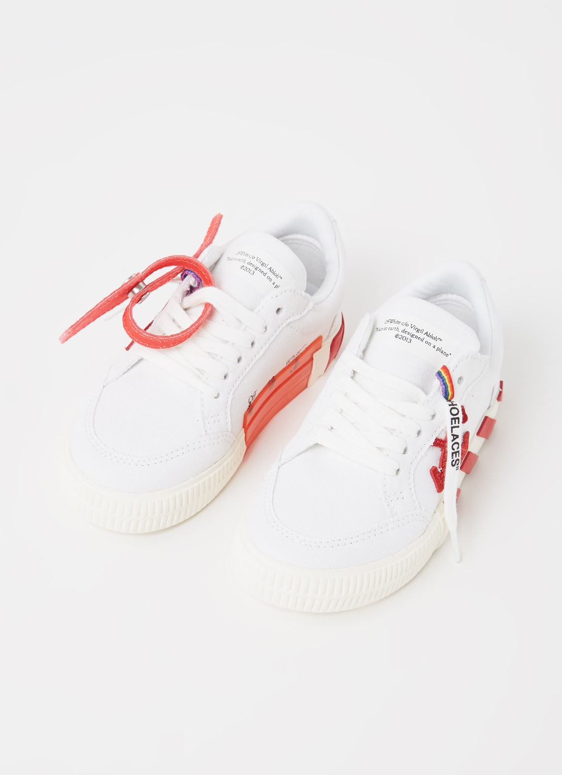 Off-White Vulcanized sneaker van canvas met suède detail - voorkant 2 wit