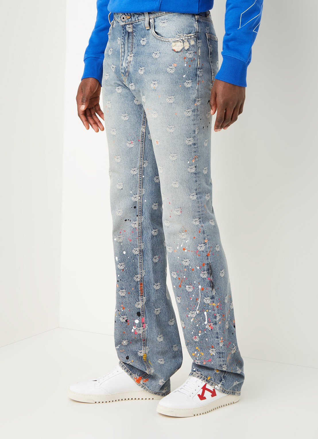 Off-White Wide fit jeans met print - detail 2 indigo
