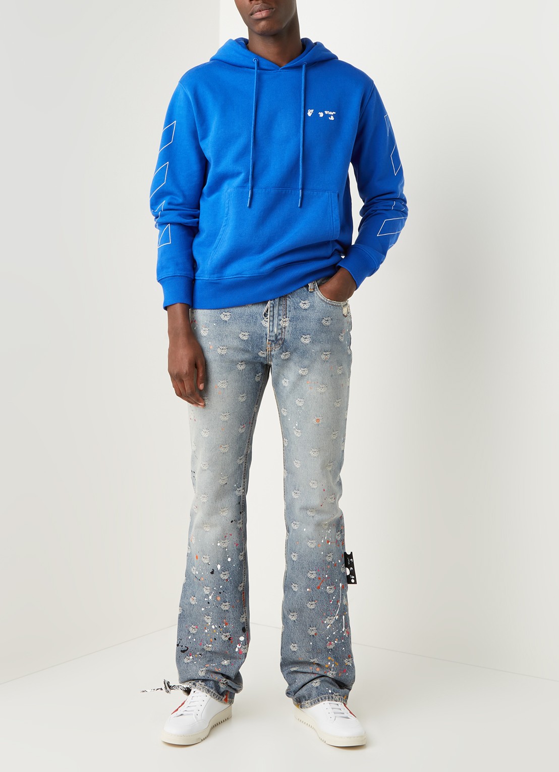 Off-White Wide fit jeans met print - voorkant 5 indigo