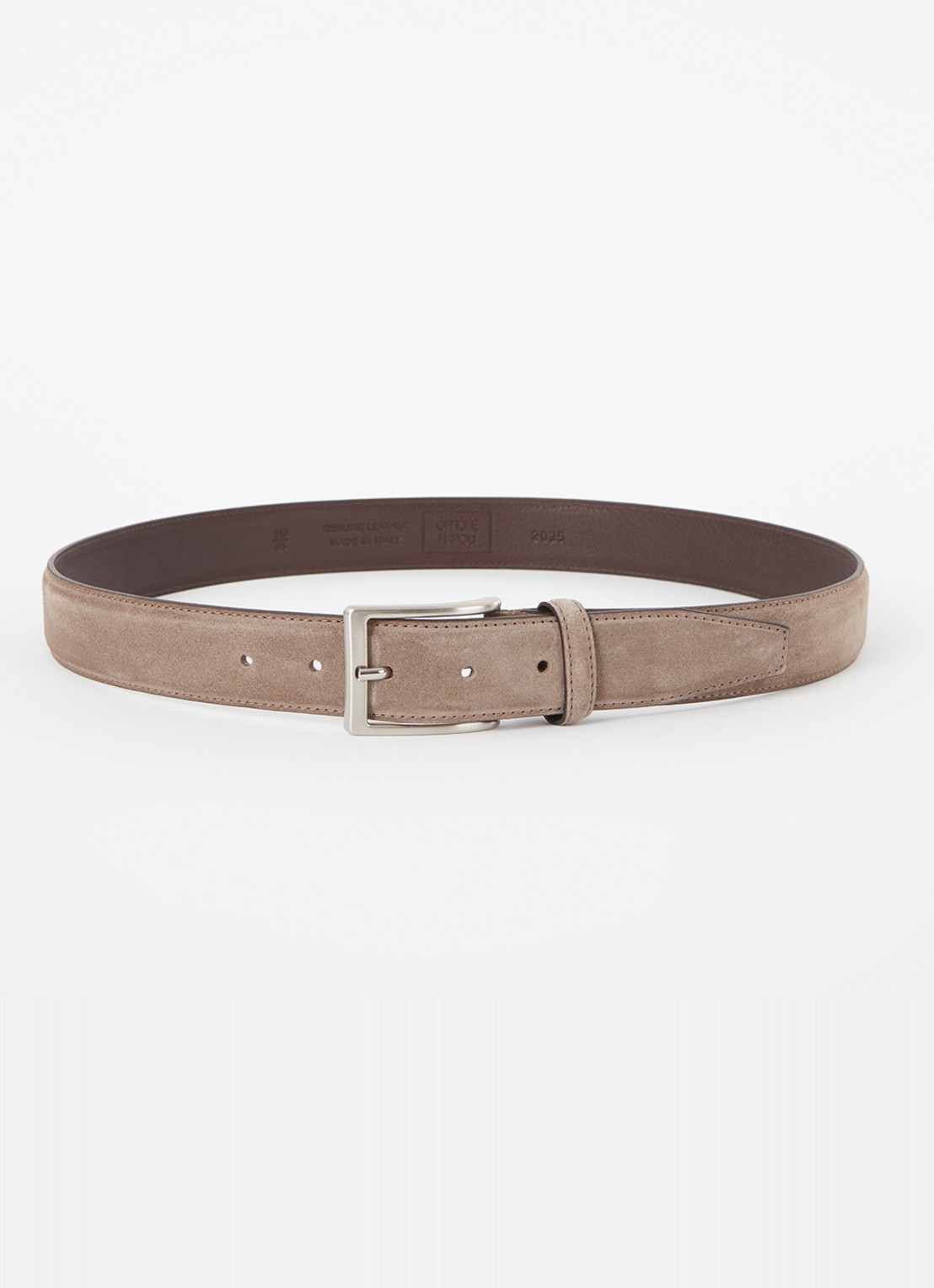 Officine Napoli 2035 riem van suède - voorkant taupe