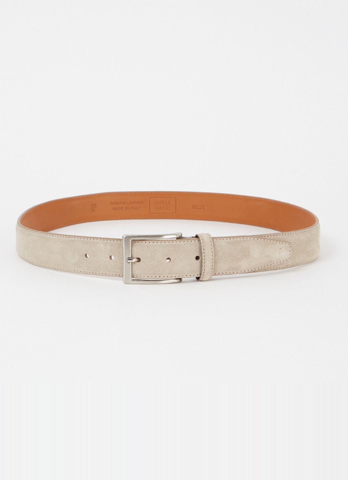 Officine Napoli 2035 riem van suède - voorkant beige