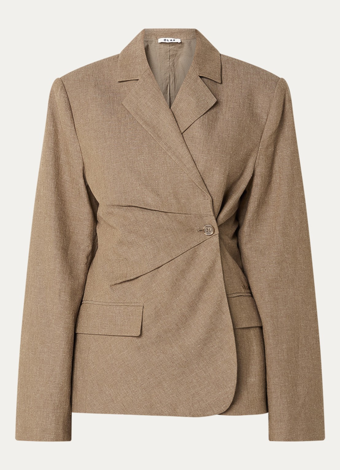OLAF Blazer in wolblend met asymmetrische sluiting - voorkant 2 taupe